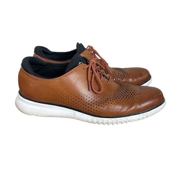 Cole Haan Mens 2.ZEROGRAND Laser Wingtip Oxford Shoes 10.5M Brown Leather C27879 - Picture 1 of 8